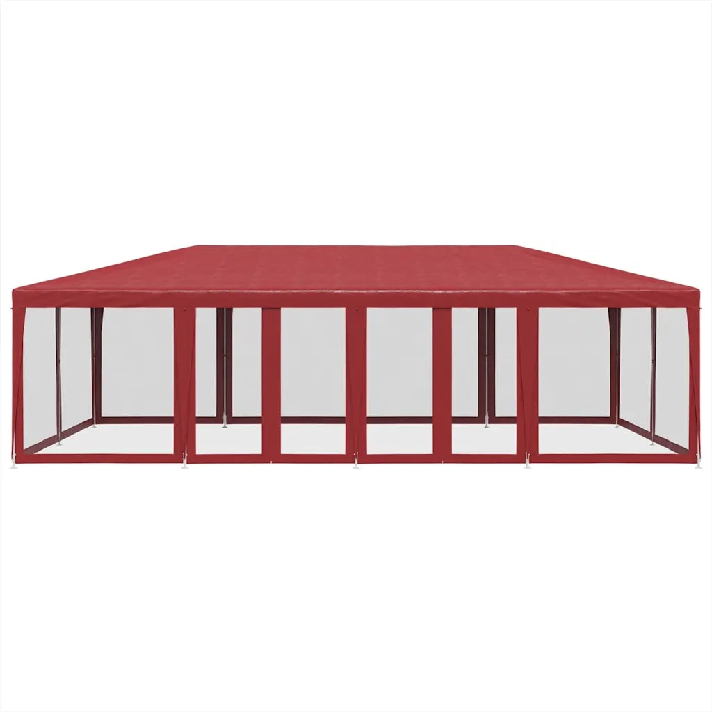 Tenda per Feste con 12 Pareti Laterali in Rete Rossa 8x4 m HDPE 4010075