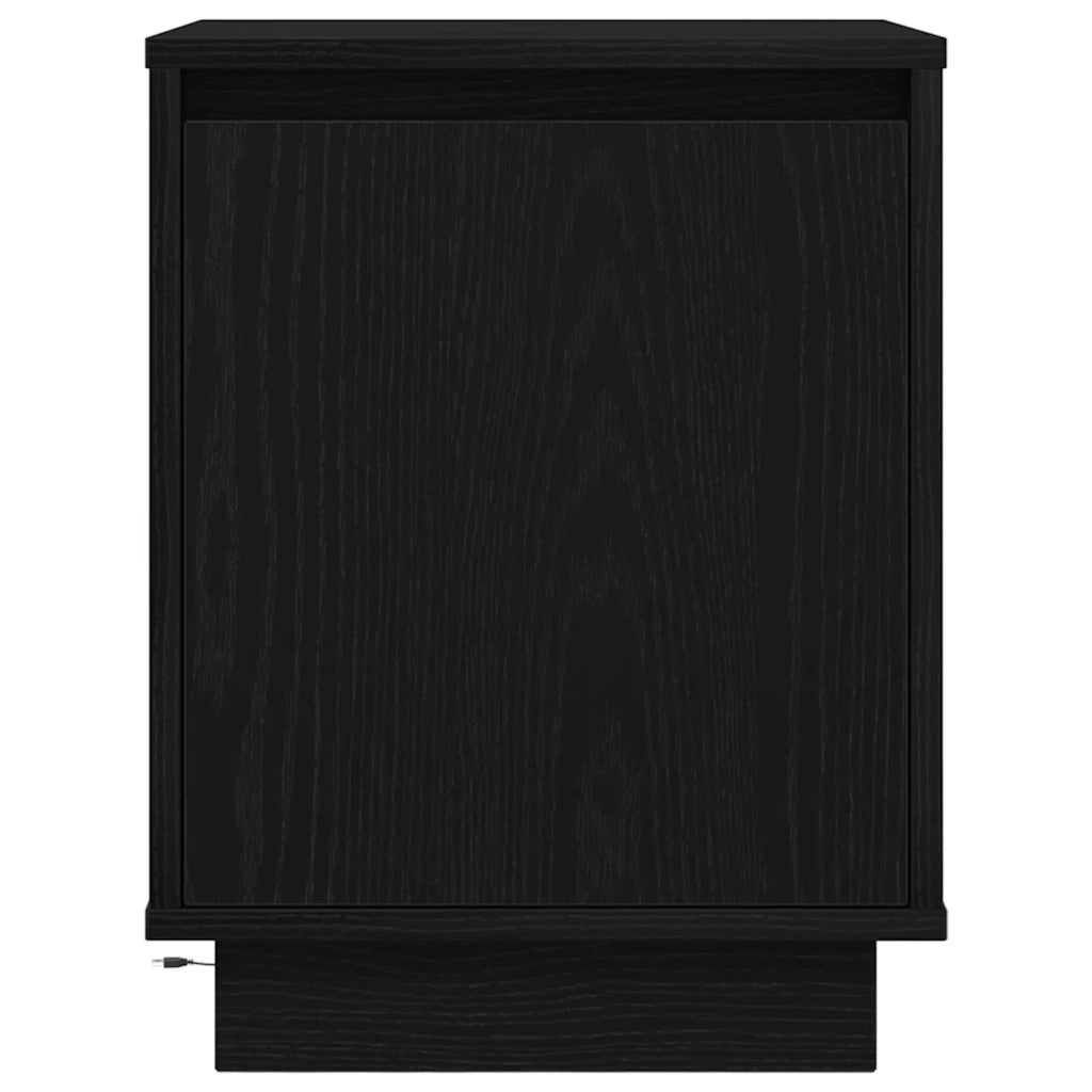 Comodino | Armadio da Notte | Mobiletto da notte con Luci LED Nero 38x34x50 cm