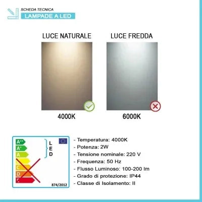 Specchio per bagno 50x60 cm reversibile con luce LED naturale