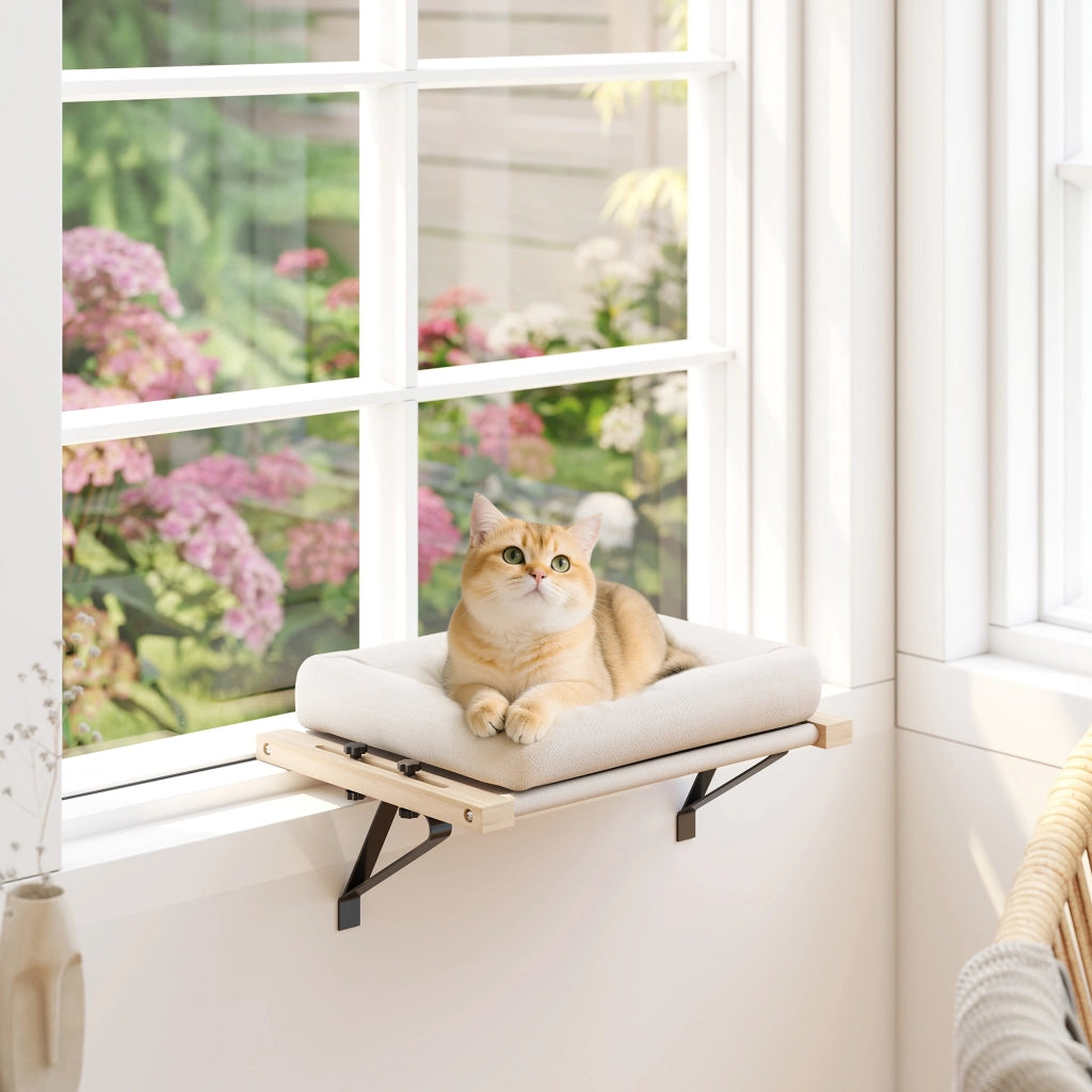 Casetta per Gatti con Cuscino ¨C Zephmum ¨C Legno Bianco
