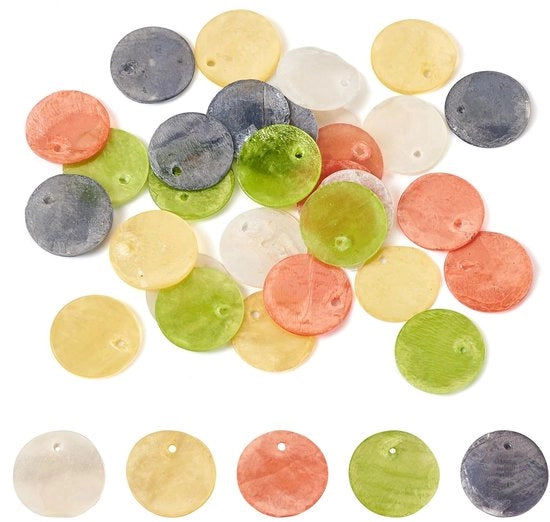 Decorazione a forma di conchiglia 30 pezzi - Elementi decorativi naturali - 5 colori - Creazione di gioielli - Orecchini - Materiale leggero - Decorazione per orecchini