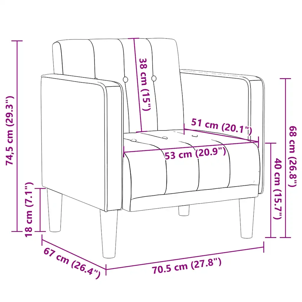 Divano Sedia con Braccioli Grigio Scuro 53 cm in Velluto 4100554