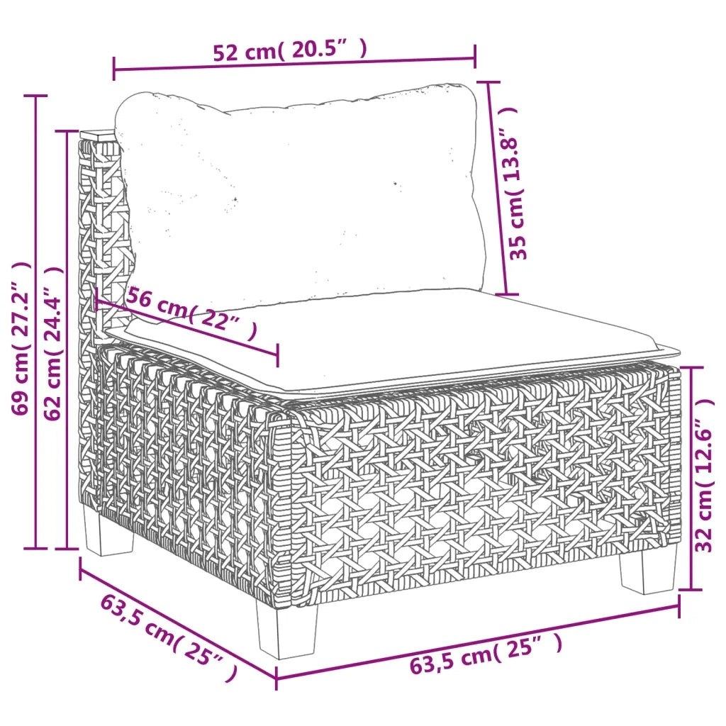 Set Divano da Giardino 5 pz con Cuscini Grigio in Polyrattan 3261837
