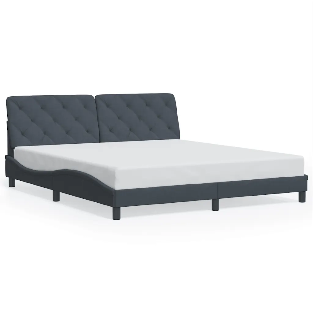 Letto matrimoniale | Letto per adulti | Giroletto senza Materasso Grigio Scuro 180x200 cm Velluto