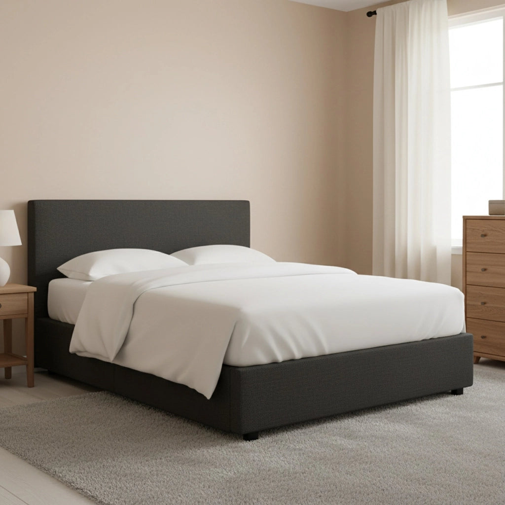 Worthing, Letto Matrimoniale Sfoderabile Made in Italy, Grigio Scuro
