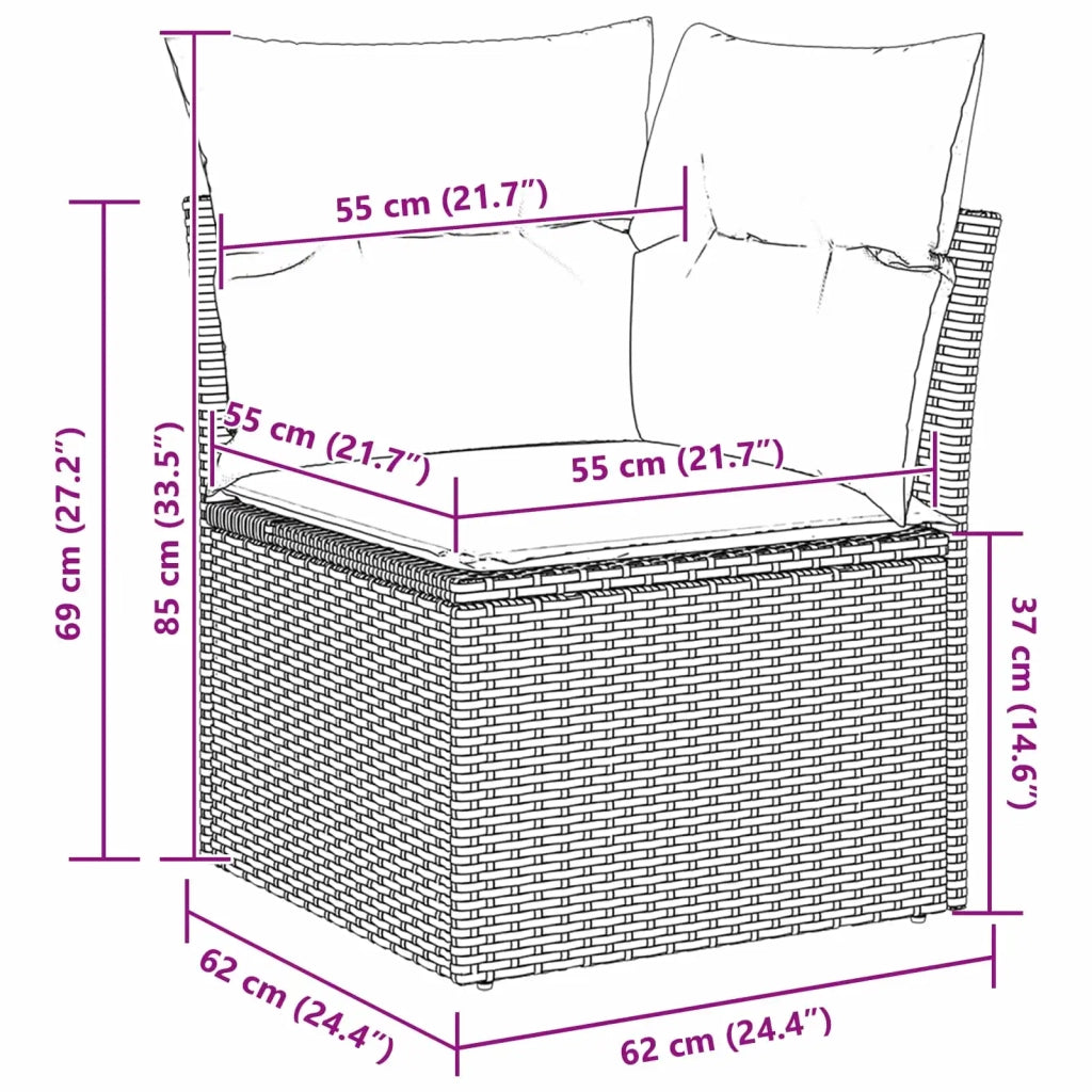 Set Divano da Giardino 11 pcs Nero polyrattan 3362895
