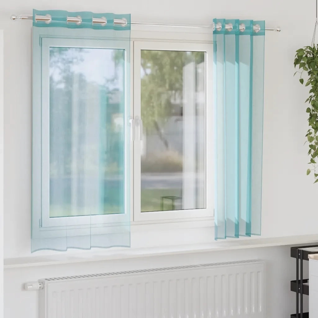 Tende in Voile con Occhielli 2 pz Turchese
