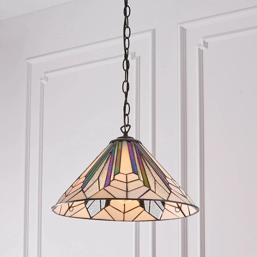 Lampada a sospensione Tiffany Astoria vetro multicolore Ø40 E27