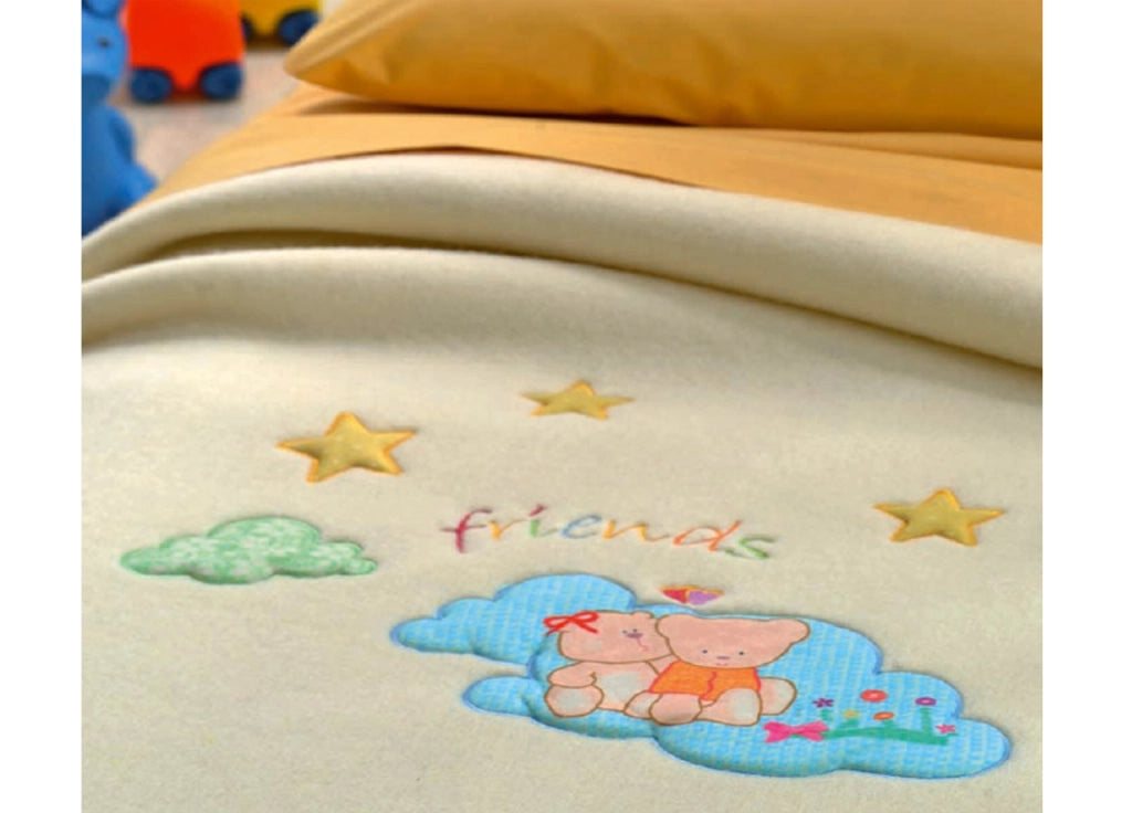 Coperta In Misto Lana Modello Stellina - Lettino - Panna 05