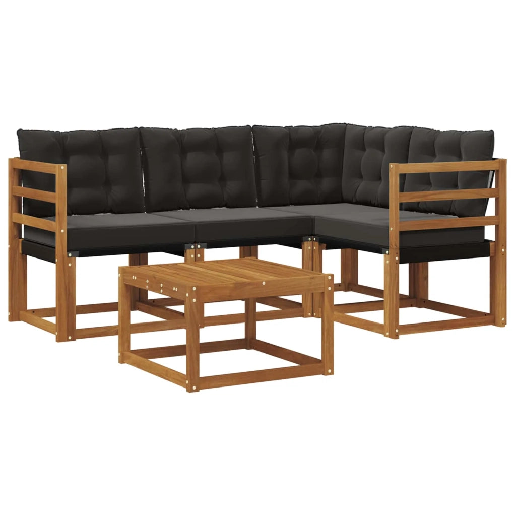 Set di divani da esterno 5 pcs Naturale e Nero 3368631