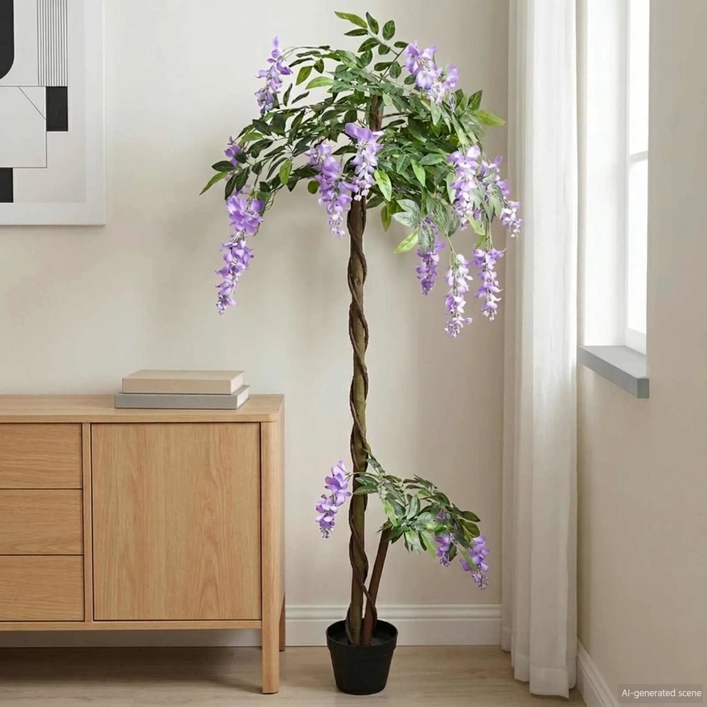 Albero di Fiori di Fagiolo Artificiale Viola 80 x 18 x 160 cm CFW2823553