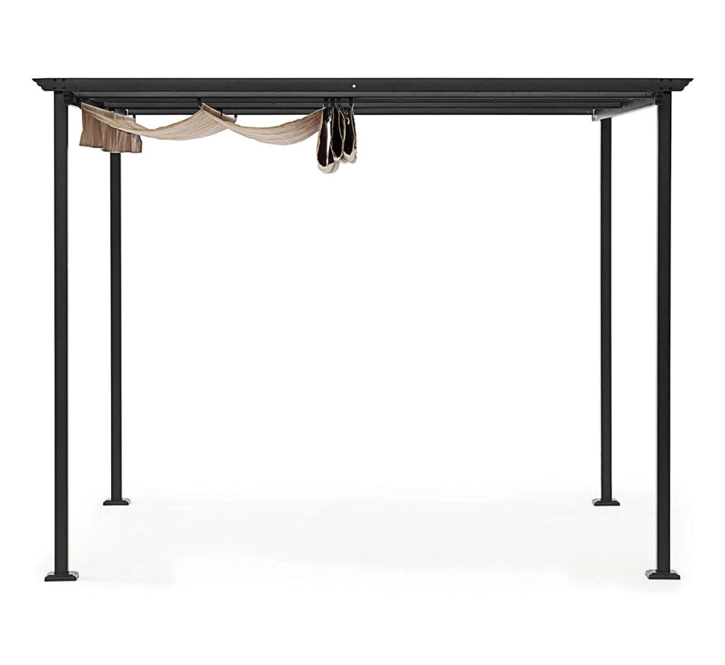 Gazebo da Giardino Pergola con Telo Scorrevole Tortora Esterno Dynamic Bizzotto