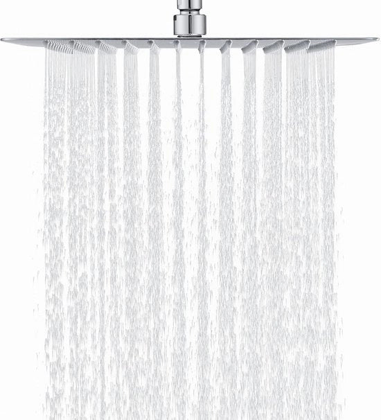 Regolatore di Doccia - Testa di Doccia - Detersivo per Calcare - Testa di Doccia Principale - Economia di Acqua e Rotativo - Finestra Specchio - Liscio e Brillante - Acciaio Inossidabile - Quadrato - 30 Cm