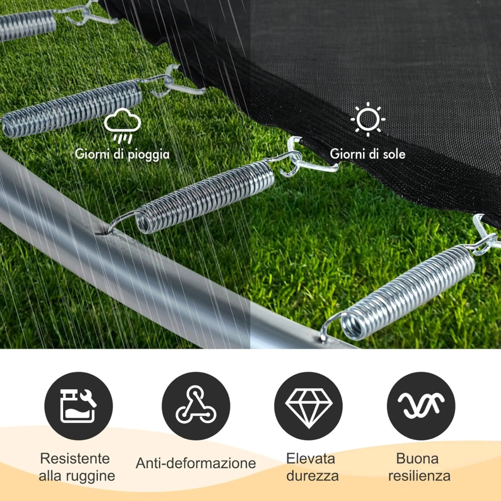 Molla Elastica e Sostitutiva per Trampolino, Kit di Accessori per Trampolino con 20 Molle di 18 cm Resistenti in Acciaio Galvanizzato e Gancio di Trazione a Forma di T