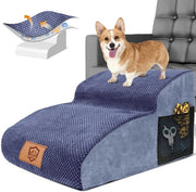 Scale per gatti e cani 2 gradini, scala per cani portatile di alta densità per piccoli cani, scala per cani lavabile e rimovibile, scala per cani con superficie antiscivolo per divano letto