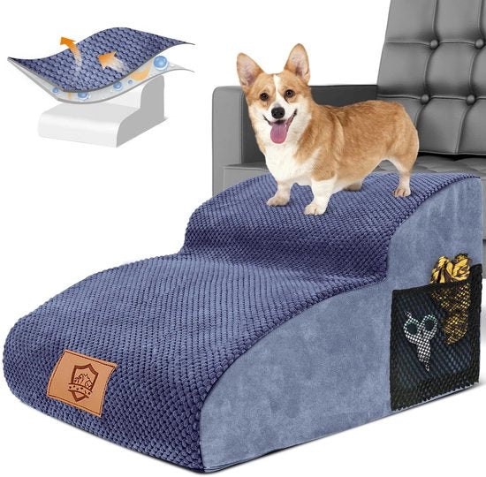 Scale per gatti e cani 2 gradini, scala per cani portatile di alta densità per piccoli cani, scala per cani lavabile e rimovibile, scala per cani con superficie antiscivolo per divano letto