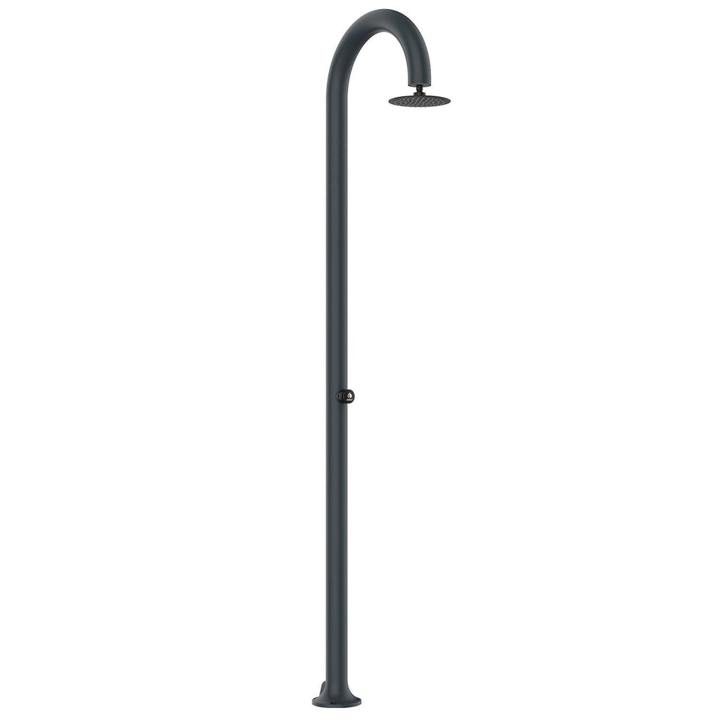 Sined Luna Timer Grigia Doccia In Alluminio Doppio Attacco Acqua Fredda Laterale o Inferiore Doccia Acqua Fredda Su Unico Tubo Interno Temporizzata Con Soffione e Miscelatore Tondo Grigio