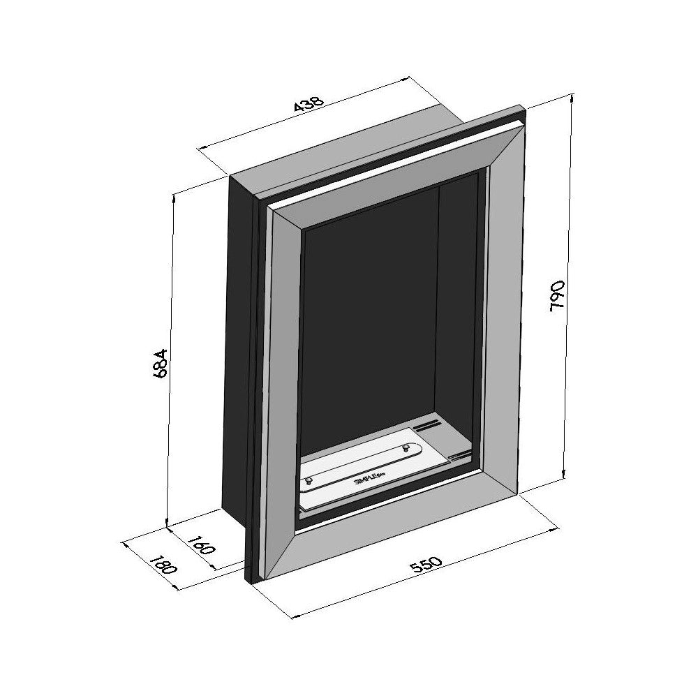 Caminetto a Bioetanolo Frame 550 SimpleFire da incasso con Vetro - Nero Opaco