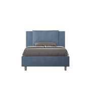 Letto una piazza e mezza con rete imbottito 120x210 microfibra blu Antea