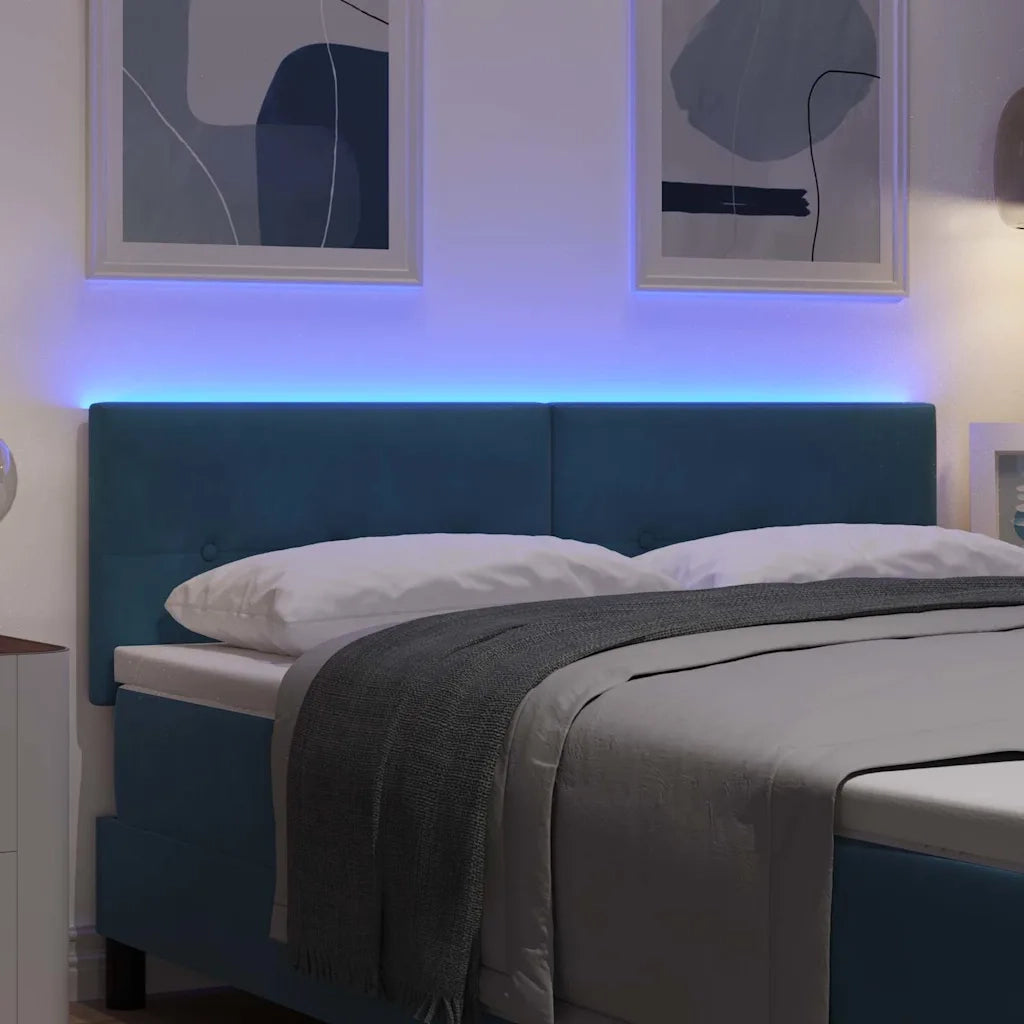 Testiera | Testata LED con strisce LED Blu 144 cm Velluto