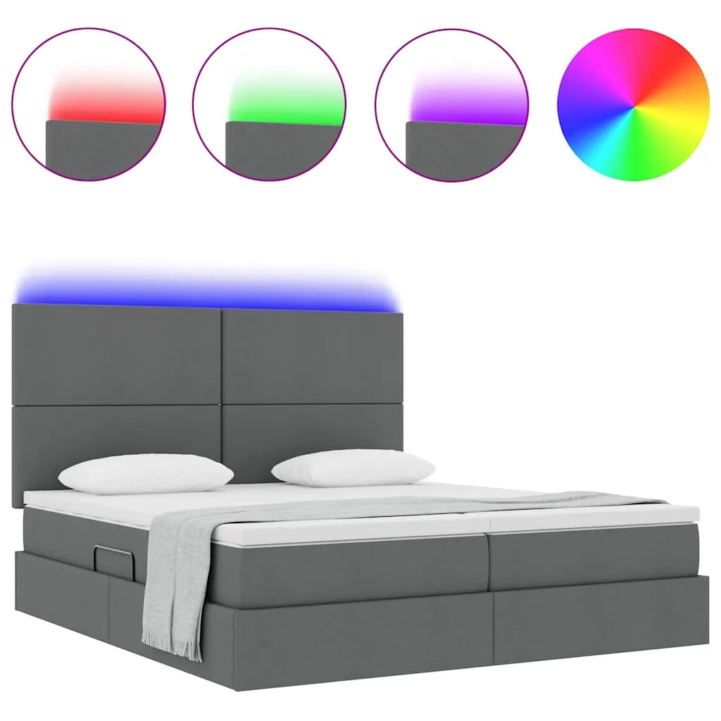Letto con testiera Grigio scuro 200 x 200 cm Tessuto