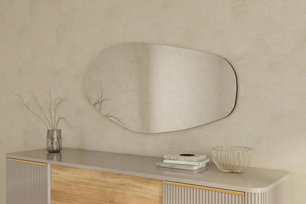 Bultei, Specchio Forma Ovale, 60x120h cm Nero