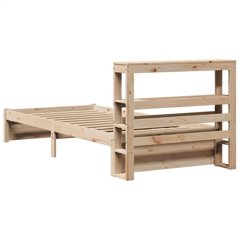 Letto singolo | Letto per adulti | Giroletto con Testiera 75x190 cm in Legno Massello di Pino