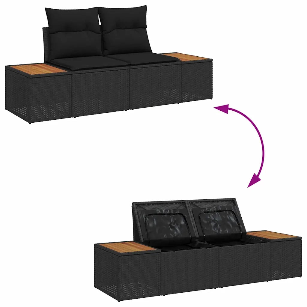 Divano da giardino Nero 184 x 62 x 85cm polyrattan 42006818