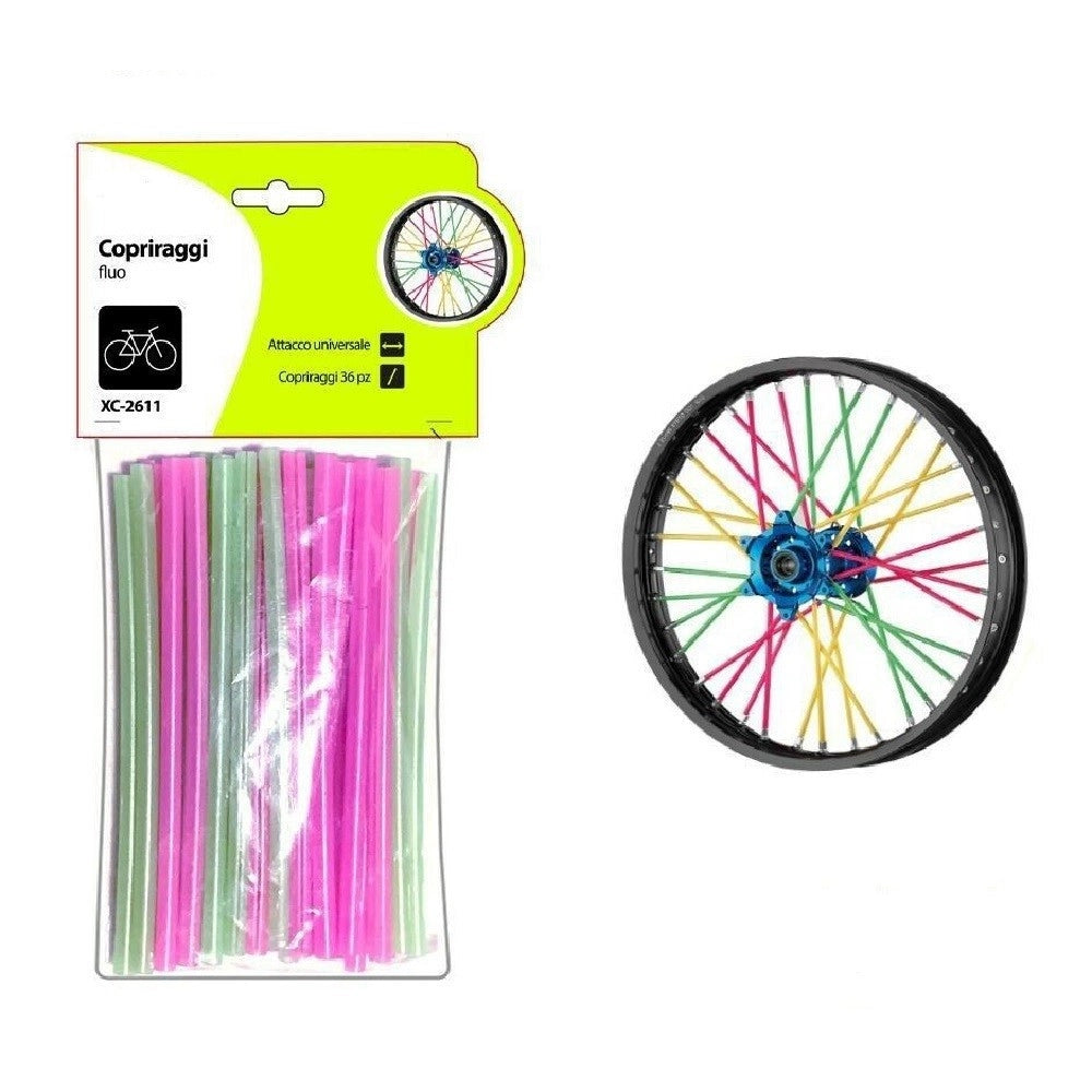 Trade Shop - Set 36 Pezzi Copriraggi Copri Raggi Fluo Per Ruota Ruote Bici Bicicletta Xc-2611 -