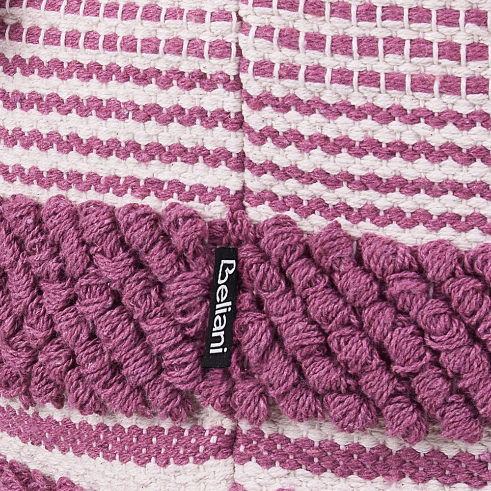 Pouf in cotone rosa con nappe e strisce decorative Boho Rustic