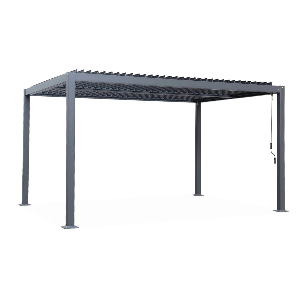 Pergola bioclimatica 3x4m in alluminio e acciaio, lamelle orientabili
