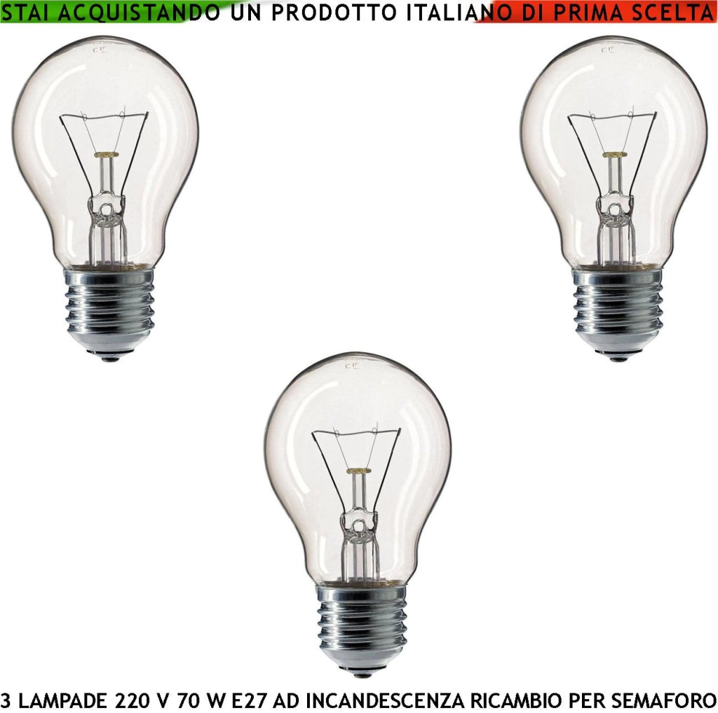 Lampadina Semaforica Ricambio Originale Semaforo Tre Lampade Industriali Trasparenti 230 V 100 W E27 Incandescenza Alto Rendimento Flusso Luminoso 1350 Lumen Lunga Durata Non Adatta per Uso Domestico