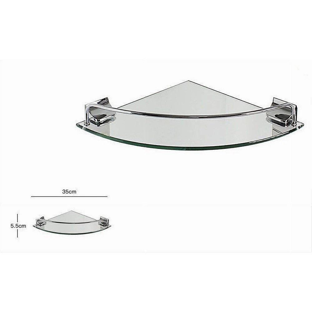 Trade Shop - Mensola Angolare  52909 Vetro Portaoggetti Doccia Bagno Parete Triangolare -