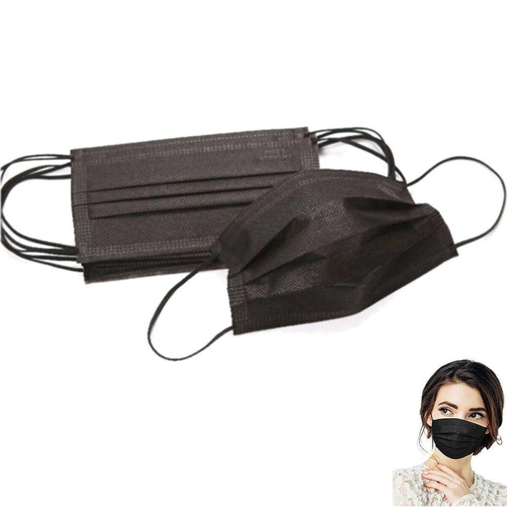 Trade Shop - Mascherine Nere Protettive Viso Chirurgiche Tnt Monouso Mascherina Nera Facciale -