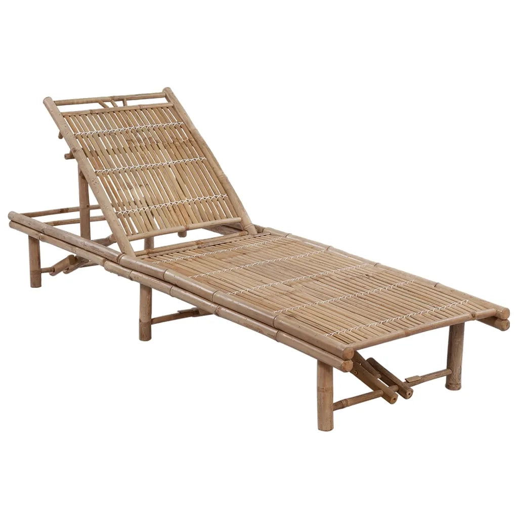 Lettino Prendisole da Giardino con Cuscino in Bambù 3061633