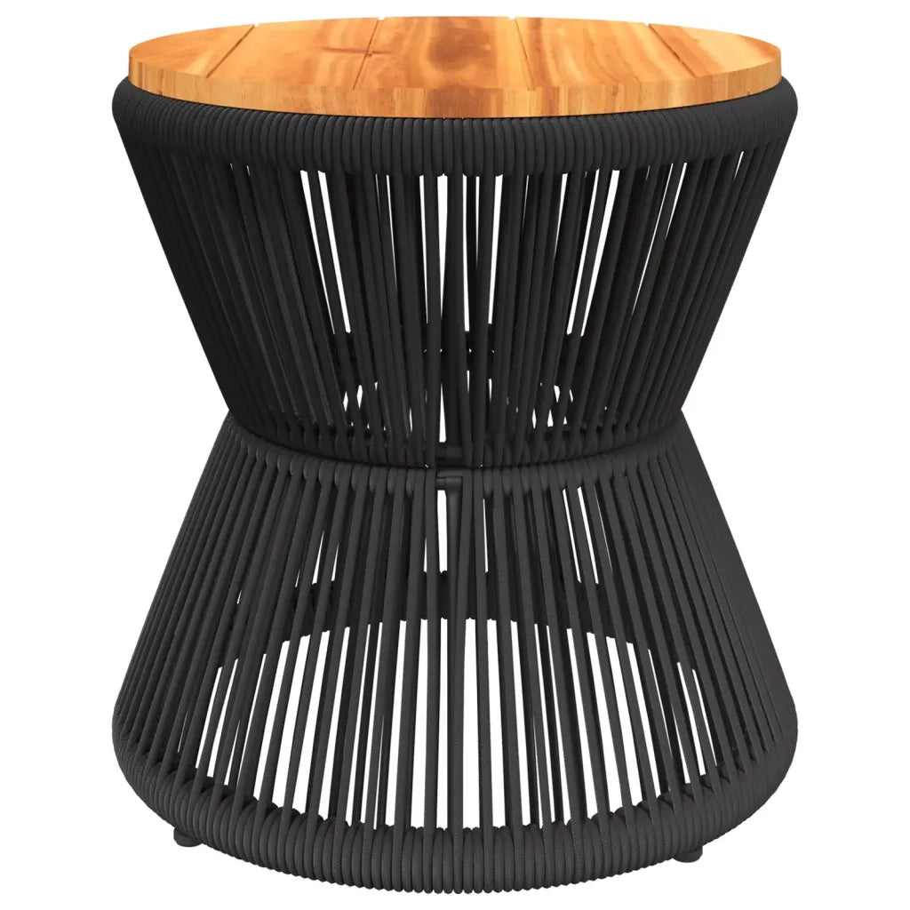 Tavolino Base in Filo Metallico Nero Ø 45x44 cm Massello Acacia 365637