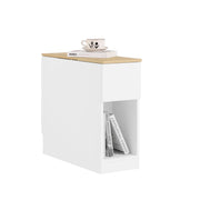 SoBuy Comodini con 3 scomparti, Tavolino Comodini Camera per Divano Salotto Sala da Pranzo Cucina, Tavolo Alto Stretto Bianco e Legno 25 x 65 x 60 cm FBT162-WN