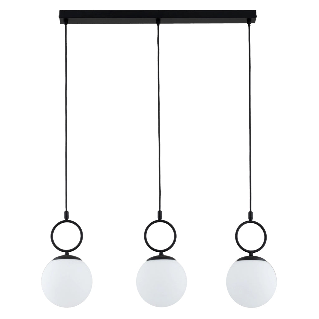 Lampada sospensione nero/bianco 3 sfere E14 10W Alfa
