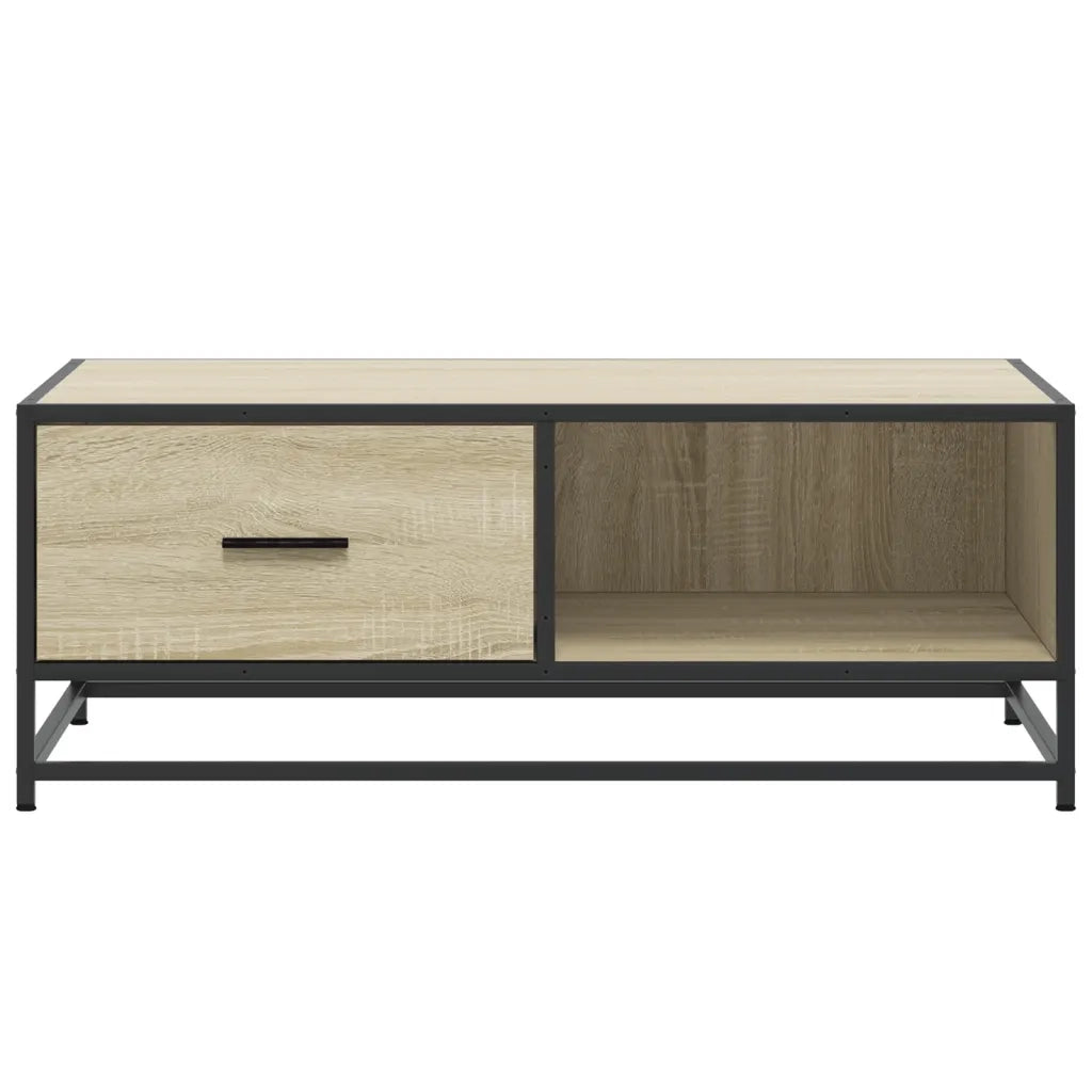 Tavolino-Tavolino da soggiorno-Tavolo Rovere Sonoma 90x57x35 cm Legno Multistrato e Metallo