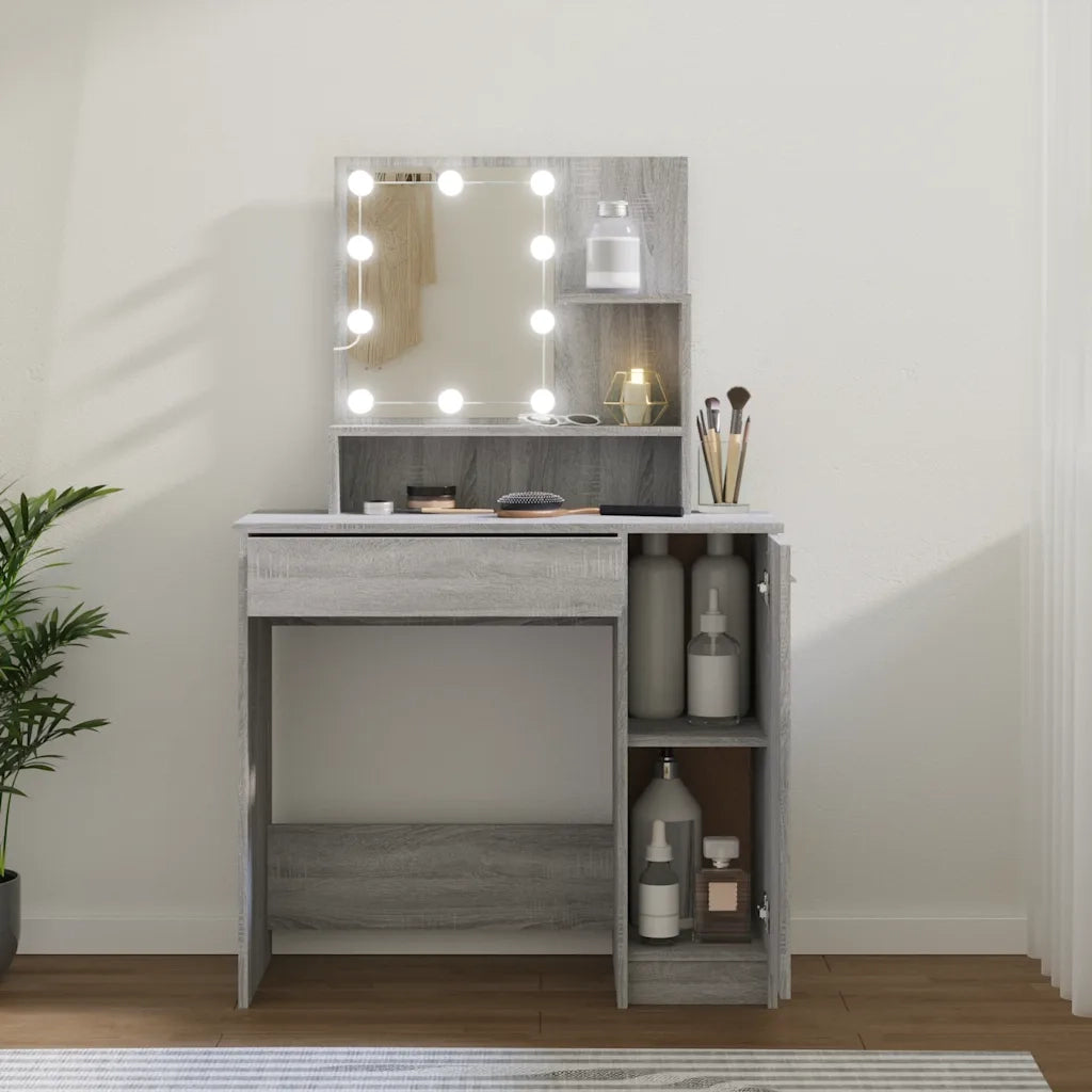 Toeletta con LED Grigio Sonoma 86,5x35x136 cm 820485