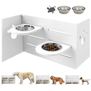 Mangiatoia Elevata per Cani Regolabile con Sistema di Alimentazione Lenta ¨C Minimal ¨C 63x58,5x40 cm Bianco