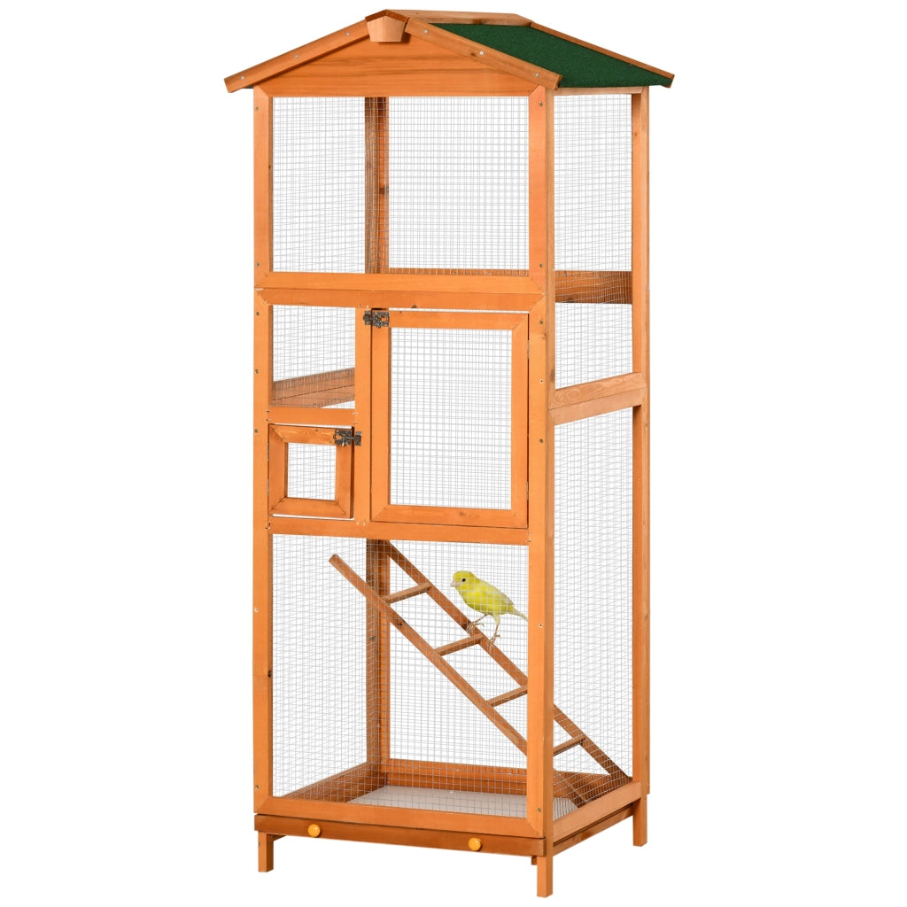 Gabbia per Uccelli in Legno da Esterno ¨C Minimal ¨C Arancione 165cm