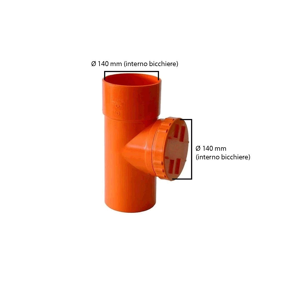 Ispezione lineare in pvc : Colore - Arancio, Diametro - 140 (con tappo Ø140)