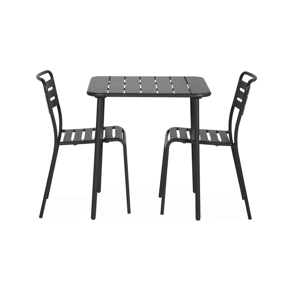 Set tavolo da giardino in acciaio con 2 sedie, 70cm, antracite
