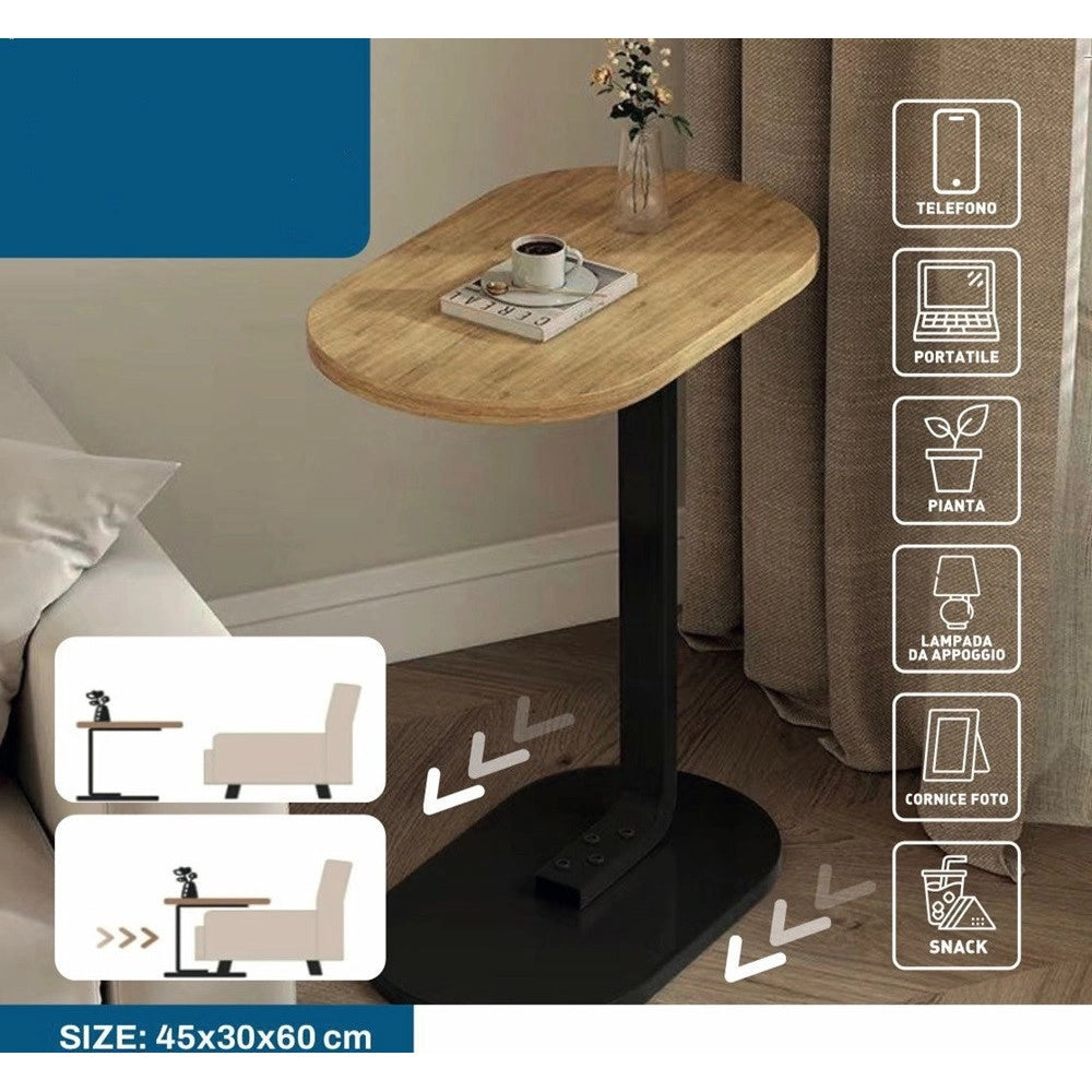 Trade Shop - Tavolino A Forma Di C Per Divano Soggiorno Camera Letto Moderno Portatile Tavolo - Legno Chiaro