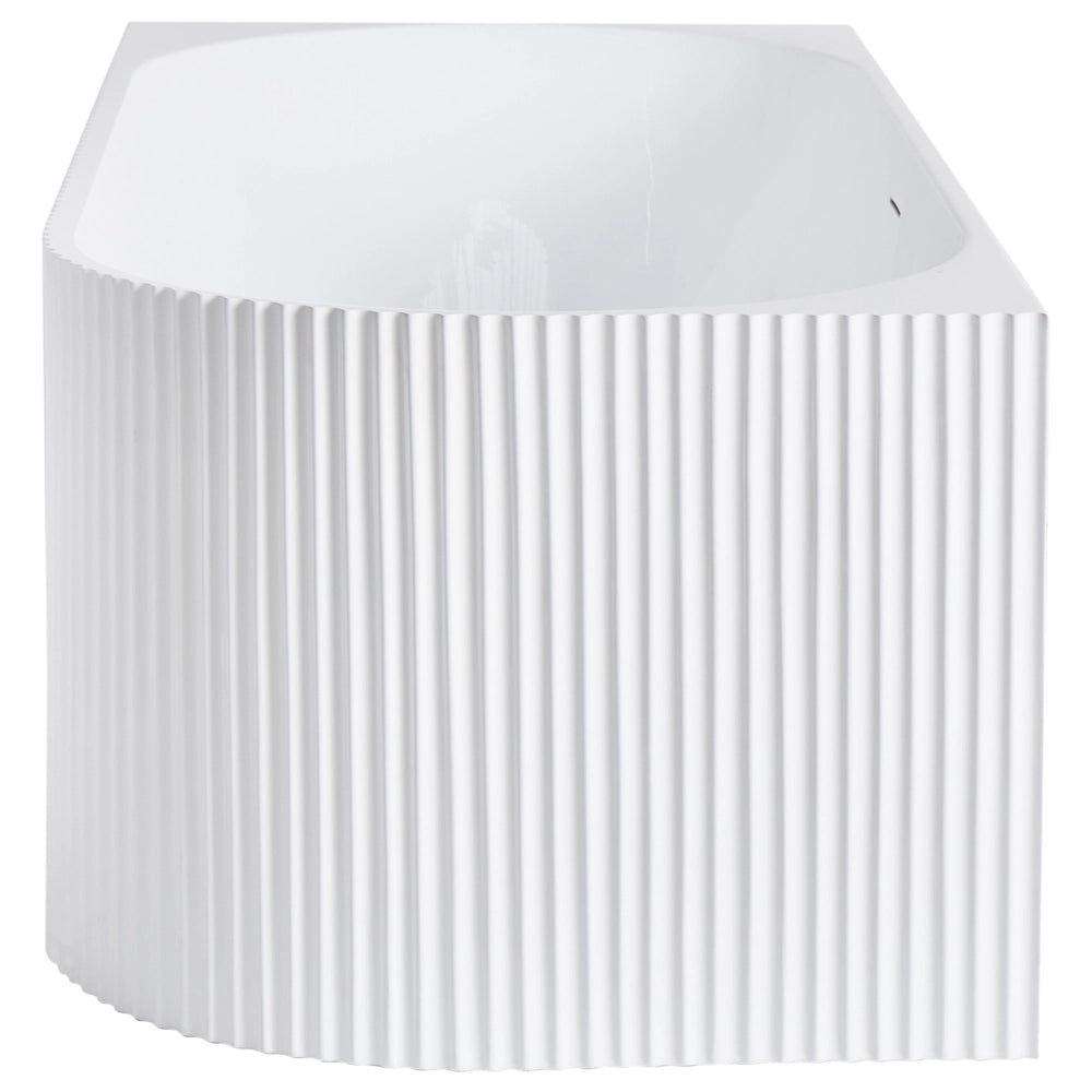 Vasca da bagno angolare destra in acrilico bianco opaco 170 x 80 cm Finitura scanalata Bagno in stile moderno