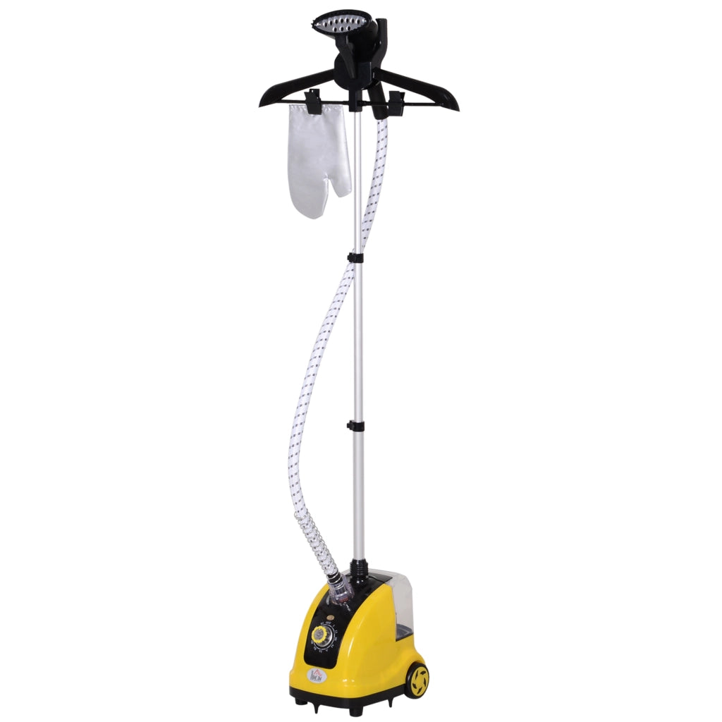 Stiratrice Verticale a Vapore, Stiratore Verticale 1950W da 1.4L con Asta Estendibile e 2 Rotelle per Abiti, Tende e Divani, in ABS e PP, 26x21.5x29 cm, Giallo