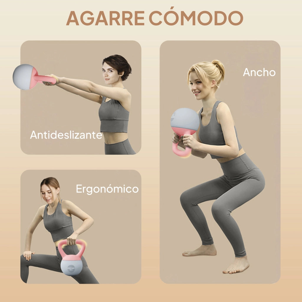 Kettlebell 4 kg ¨C Minimal ¨C Rosa e Grigio 19x15x25 cm