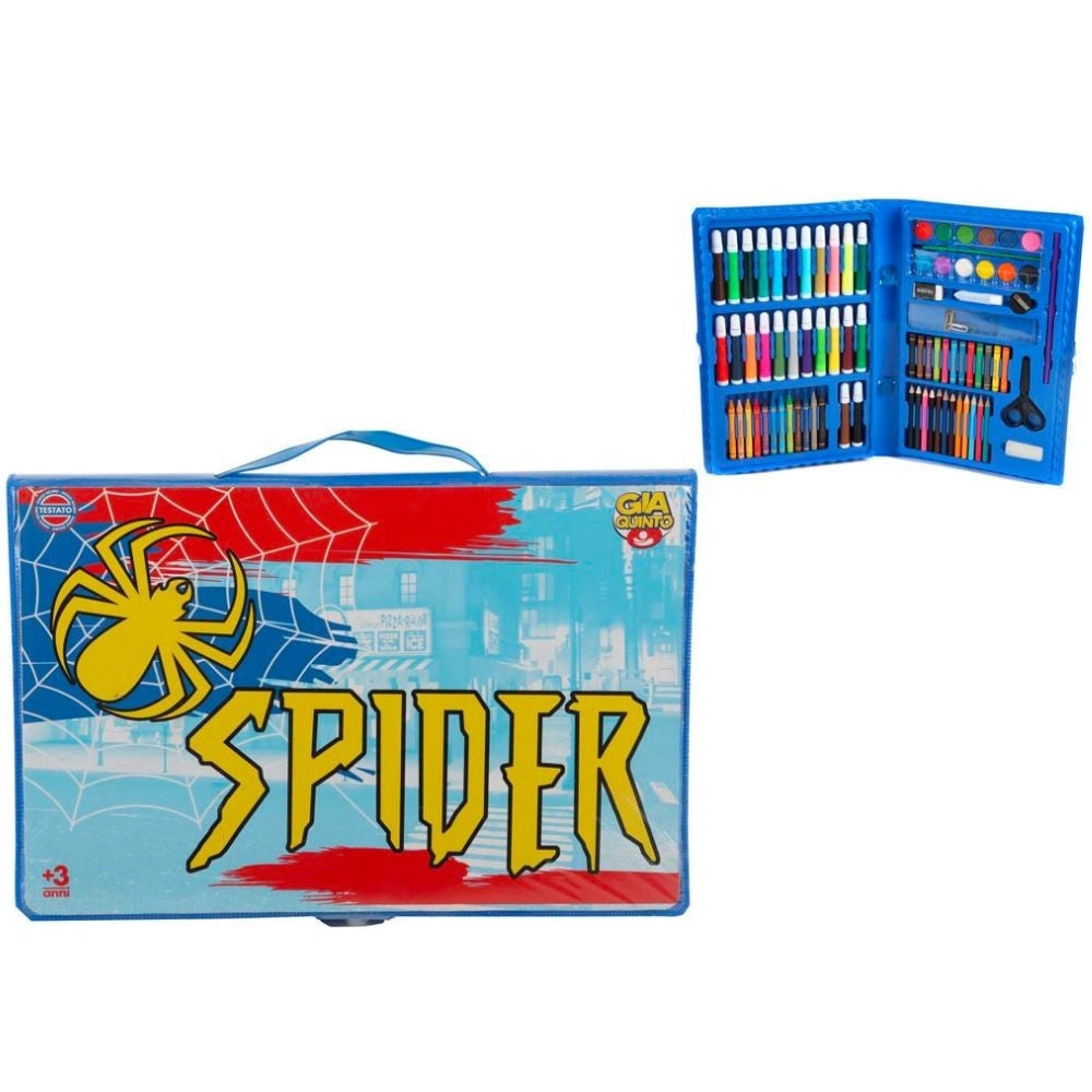 Trade Shop - Valigetta Spider Con Colori Assortite 86 Pezzi Per Bambini Età 3+ Gioco Sicuro -