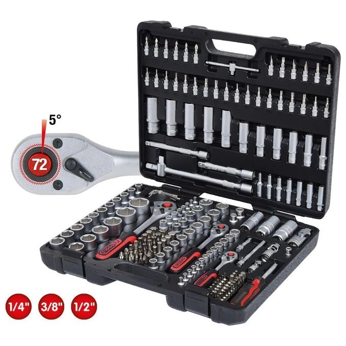 KS TOOLS 917.0779 Serie di Chiavi a Bussola 179 Pezzi con Cricchetto Reversibile 72 Denti e Valigetta Robusta colore Nero